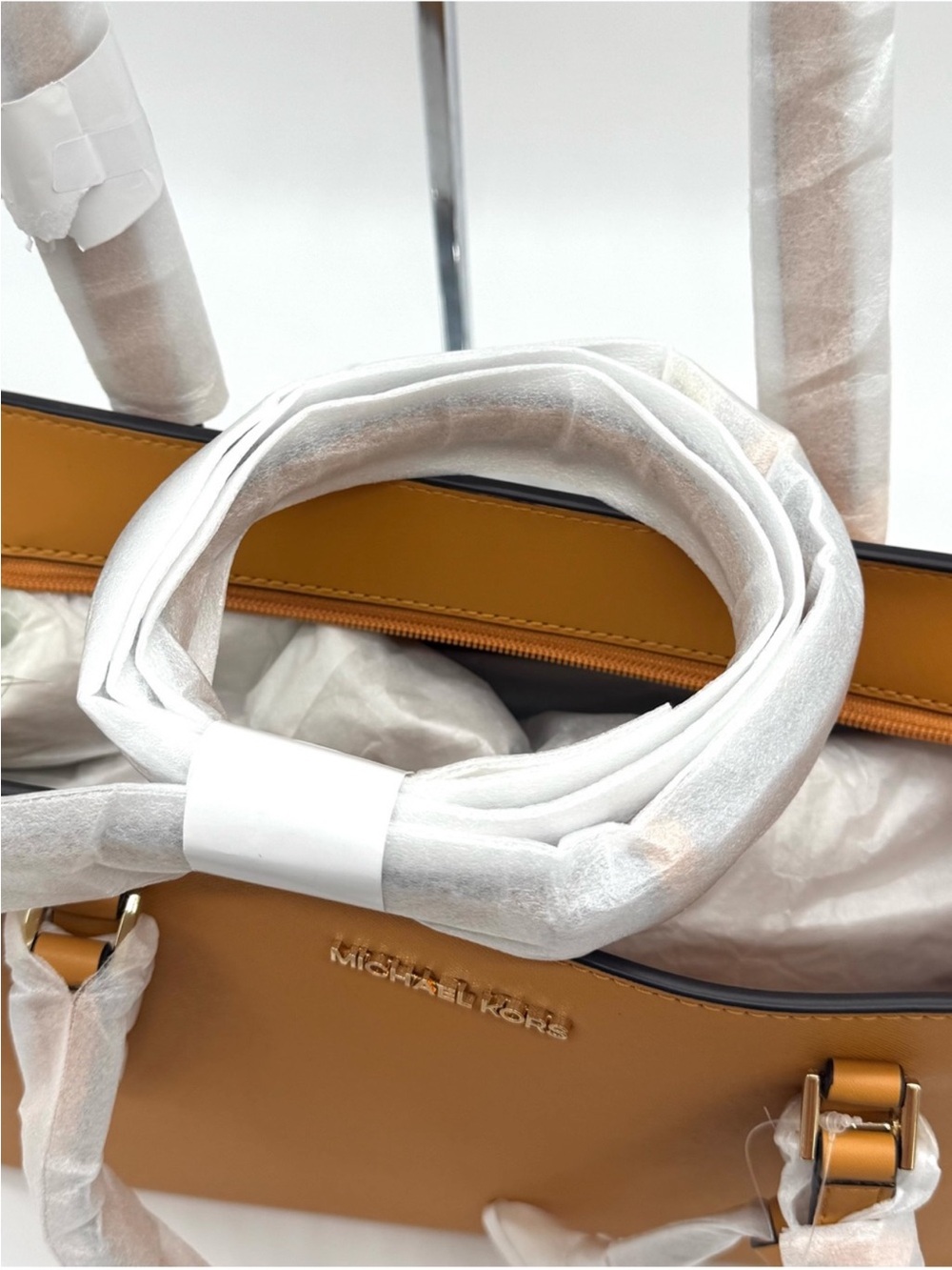 Michael Kors Charlotte LG Tote Bag 3 IN 1 Leather Shoulder Bag Cider - Picture 9 of 10